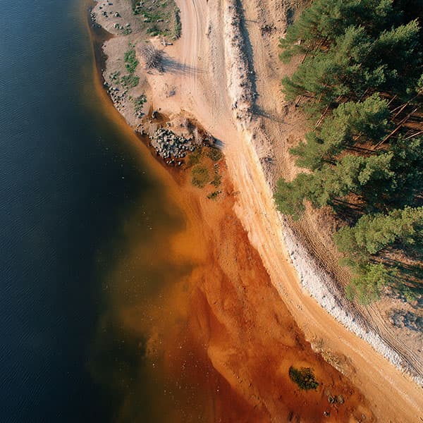 Piaszczysta plaża nad jeziorem